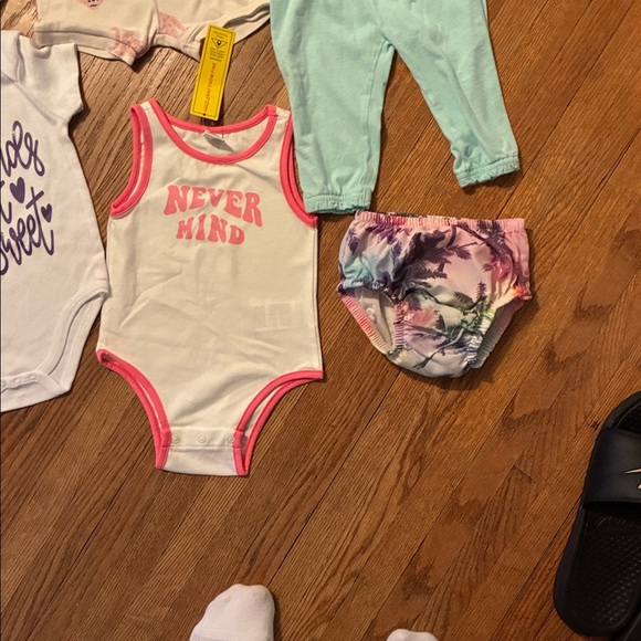 Colorful Baby Clothing Set. Includes Rompers, Onesies, Pjs, Swimsuits, & Dress. - Picture 7 of 16